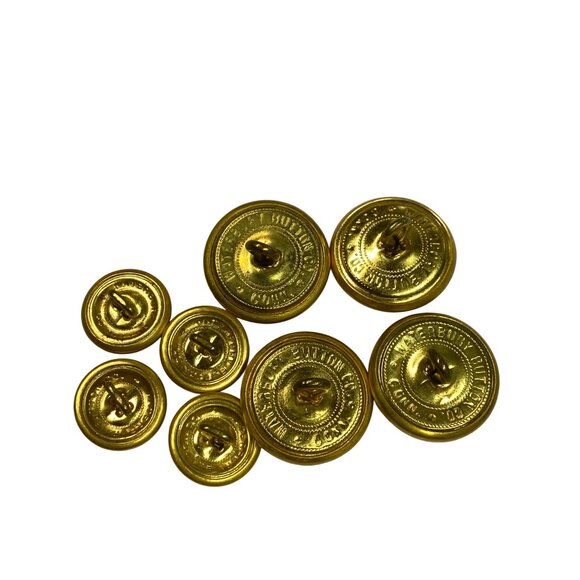Vintage Military Brass Eagle Buttons Set Of 8 With Raised Design & Shank Backs - Picture 5 of 9